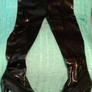 Black thigh high platform boots